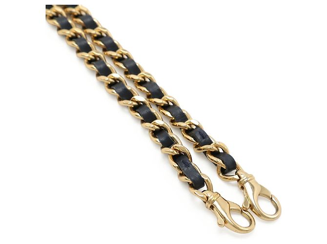 Cartera de cadena y bolso de hombro Chanel Deauville Dorado Azul marino - vista 6