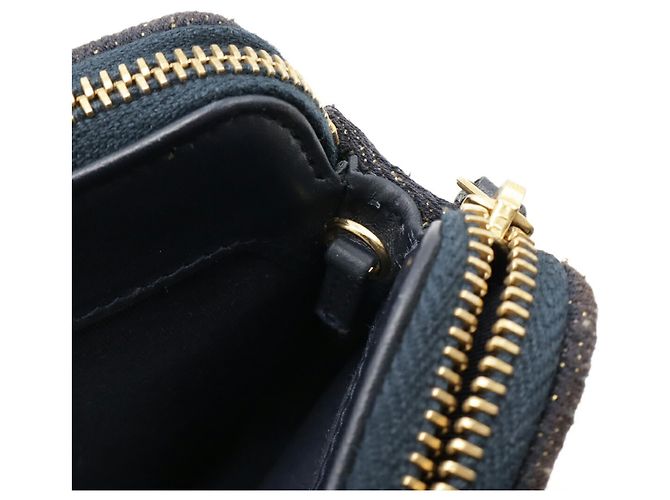 Cartera de cadena y bolso de hombro Chanel Deauville Dorado Azul marino - vista 8