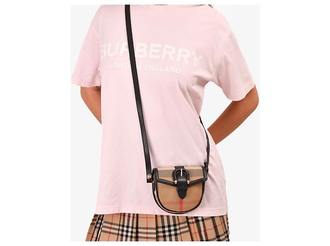 Bolso cruzado mini con hebilla Nova check de Burberry Negro Beige - vista 3