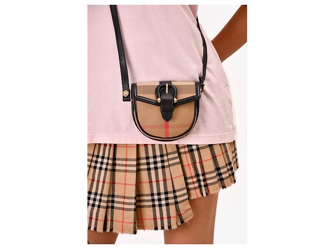 Bolso cruzado mini con hebilla Nova check de Burberry Negro Beige - vista 4