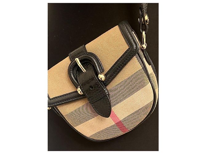 Bolso cruzado mini con hebilla Nova check de Burberry Negro Beige - vista 7