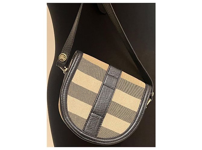 Bolso cruzado mini con hebilla Nova check de Burberry Negro Beige - vista 8
