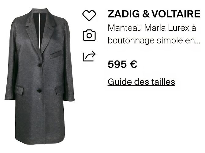 Zadig & Voltaire Abrigo ZADIG ET VOLTAIRE Metálico - vista 10