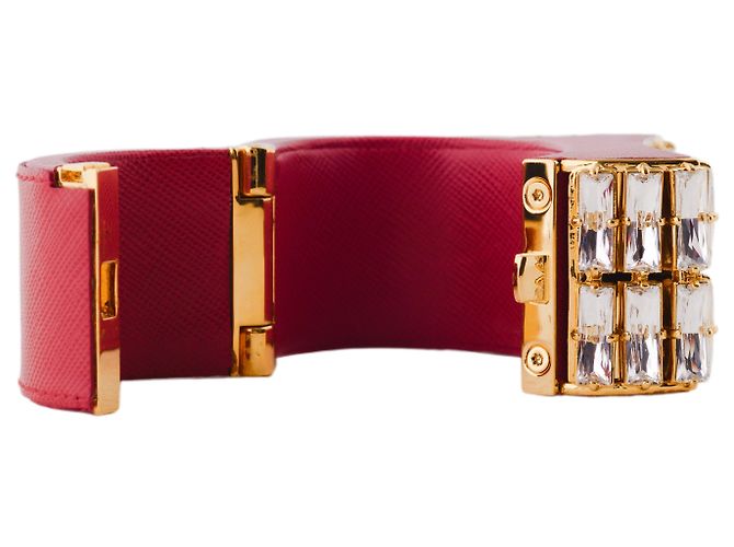 Bracciale in pelle Saffiano cristallo Prada Rosso - vista 10