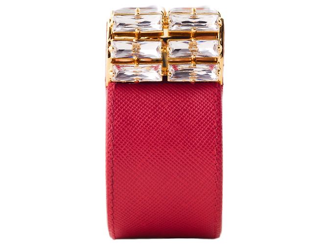 Bracciale in pelle Saffiano cristallo Prada Rosso - vista 3