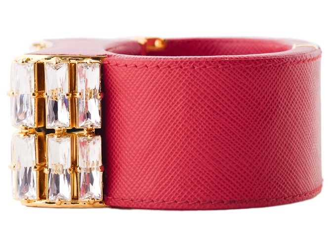 Bracciale in pelle Saffiano cristallo Prada Rosso - vista 6