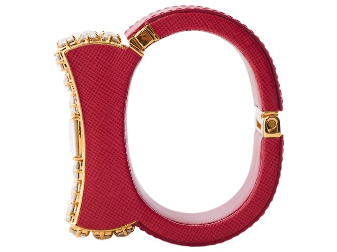 Bracciale in pelle Saffiano cristallo Prada Rosso - vista 7
