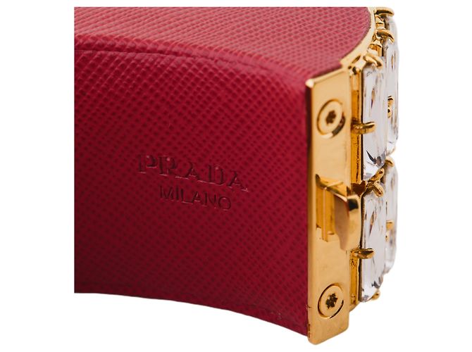 Bracciale in pelle Saffiano cristallo Prada Rosso - vista 9