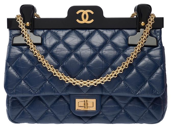 Borsa CHANEL 2.55 in Pelle Blu - 103082 - vista 3