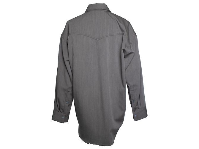 Acne Studios, Camicia overshirt marrone e grigia Grigio - vista 2