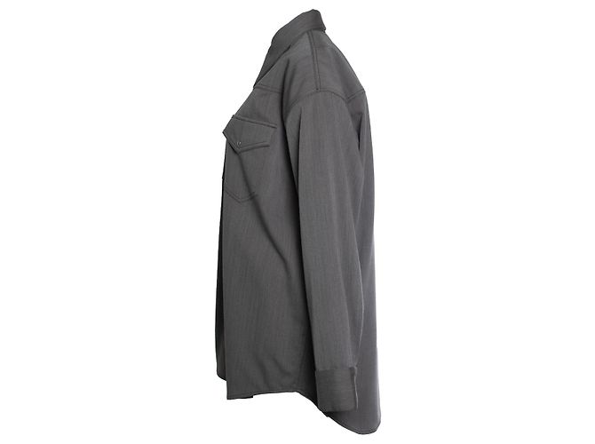 Acne Studios, Camicia overshirt marrone e grigia Grigio - vista 3