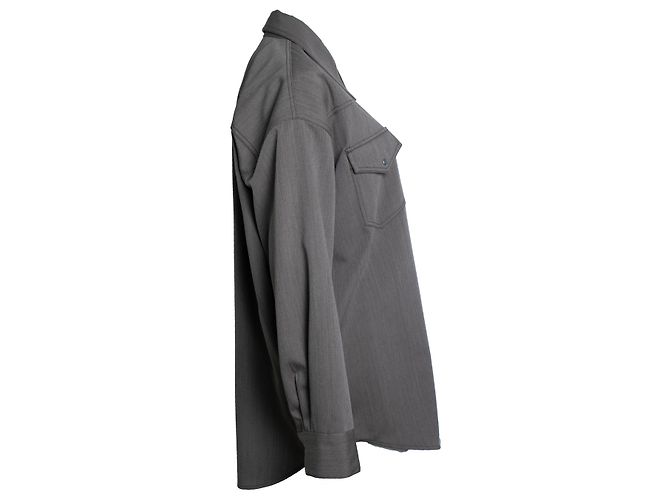 Acne Studios, Camicia overshirt marrone e grigia Grigio - vista 4