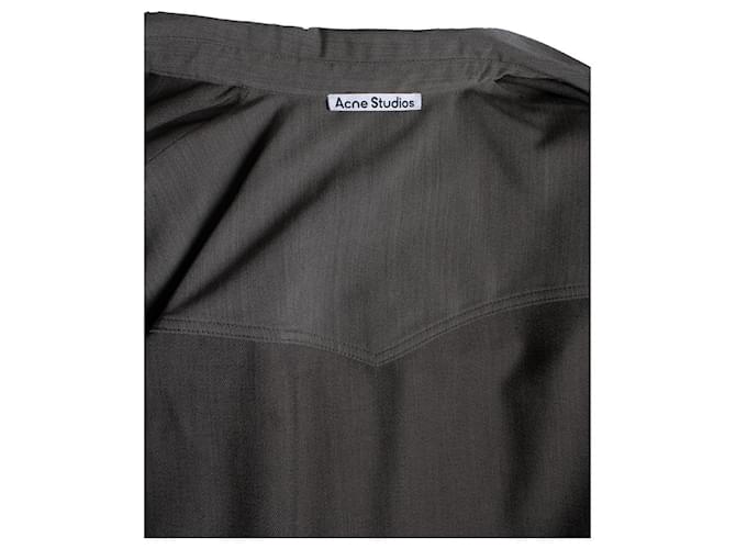 Acne Studios, Camicia overshirt marrone e grigia Grigio - vista 6