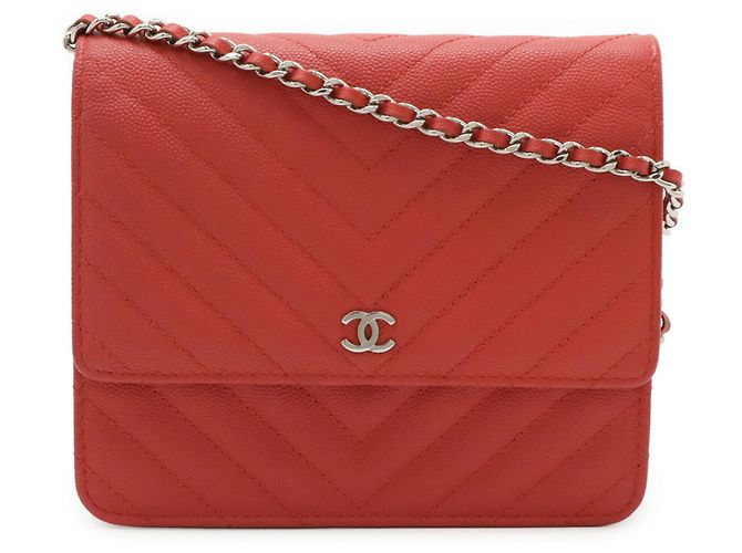 Borsa a spalla Chanel V-Stitch Chevron con catena Rosa Rosso - vista 2