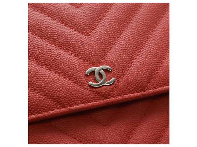 Borsa a spalla Chanel V-Stitch Chevron con catena Rosa Rosso - vista 5