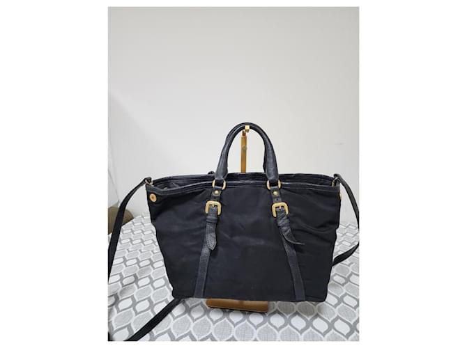 Borsa a tracolla in nylon e pelle Prada nera Nero - vista 14