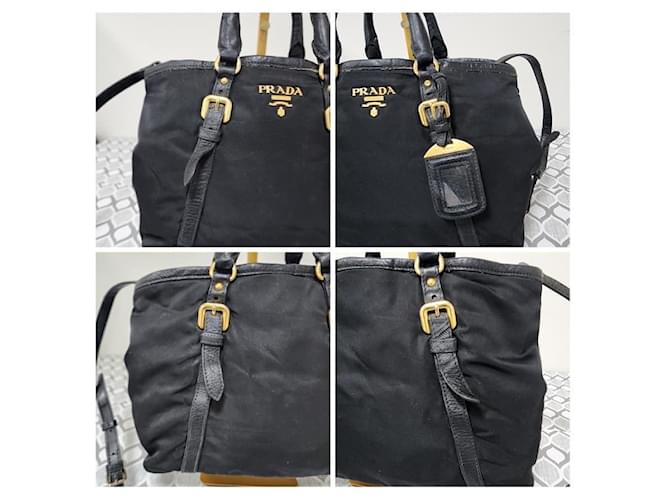 Borsa a tracolla in nylon e pelle Prada nera Nero - vista 9