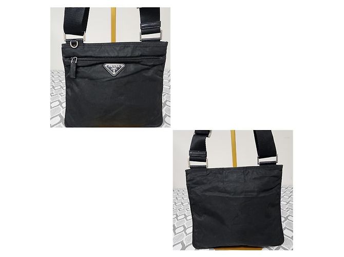 Prada Vintage Vela Nero Schultertasche aus schwarzem Nylon - Ansicht 4