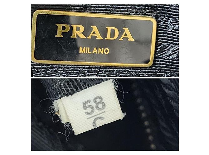 PRADA Borsa Boston Tessuto Nera a Due Vie Nero - vista 3