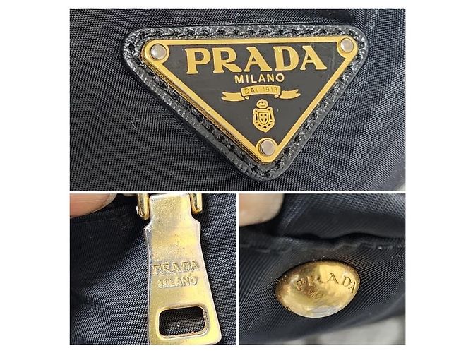 PRADA Borsa Boston Tessuto Nera a Due Vie Nero - vista 4