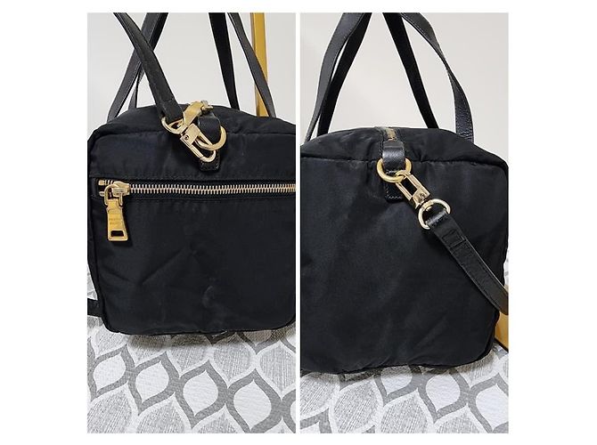 PRADA Borsa Boston Tessuto Nera a Due Vie Nero - vista 5