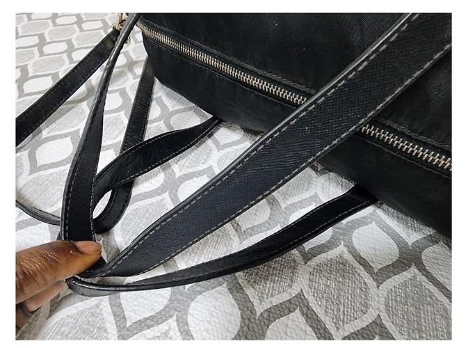 PRADA Borsa Boston Tessuto Nera a Due Vie Nero - vista 8