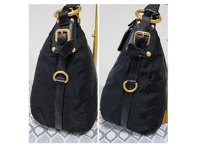 Borsa hobo in nylon Tessuto Canapa nera di Prada Nero - vista 5
