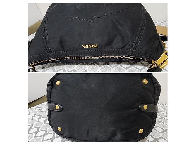 Borsa hobo in nylon Tessuto Canapa nera di Prada Nero - vista 6