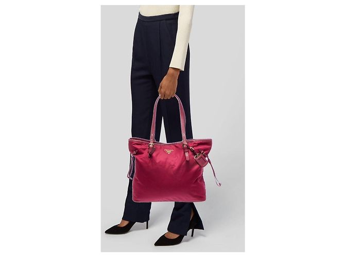 Borsa tote in pelle Saffiano Prada rosa - vista 12