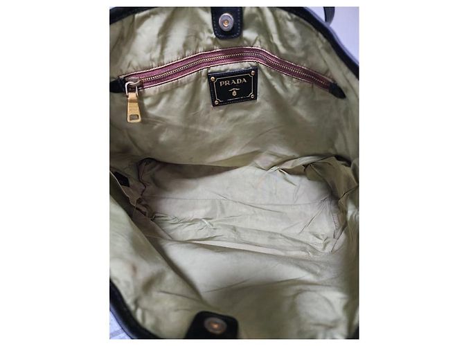 Borsa tote in tessuto nero con dettagli Saffiano di Prada - vista 10