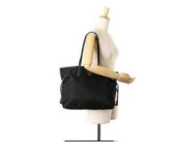 Borsa tote in tessuto nero con dettagli Saffiano di Prada - vista 12