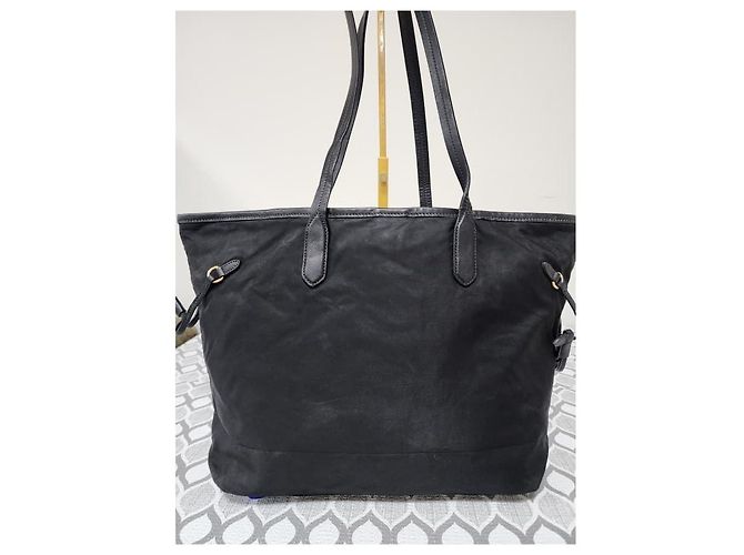 Borsa tote in tessuto nero con dettagli Saffiano di Prada - vista 2