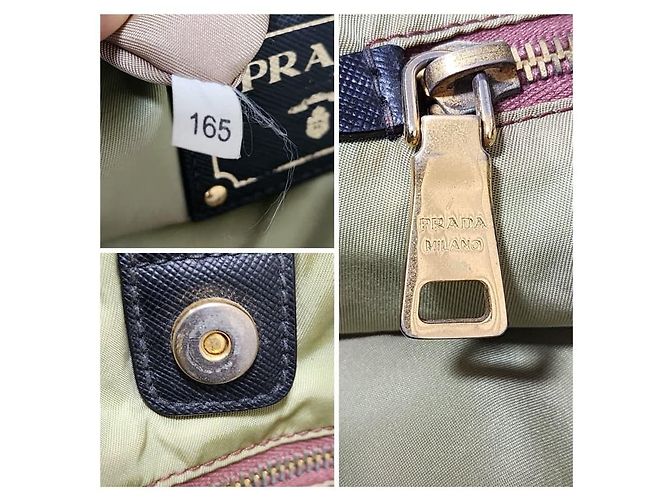 Borsa tote in tessuto nero con dettagli Saffiano di Prada - vista 4