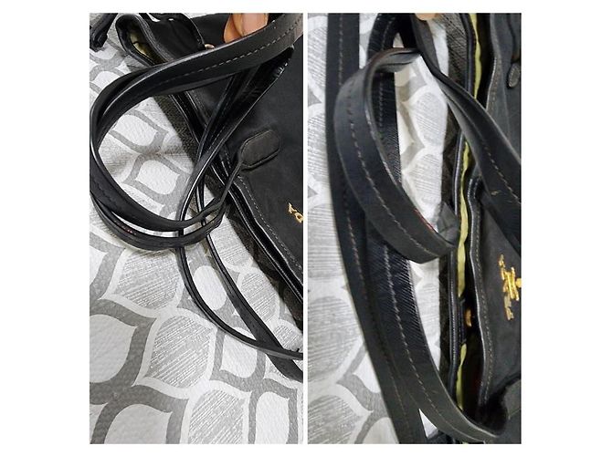Borsa tote in tessuto nero con dettagli Saffiano di Prada - vista 7