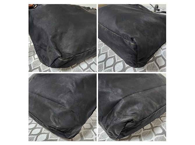 Borsa tote in tessuto nero con dettagli Saffiano di Prada - vista 9