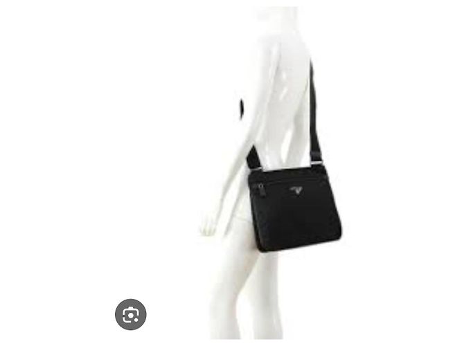 Borsa a tracolla media Tessuto con tasca frontale Prada nera Nero - vista 13