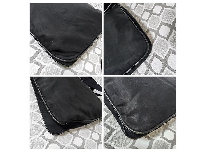 Borsa a tracolla media Tessuto con tasca frontale Prada nera Nero - vista 8
