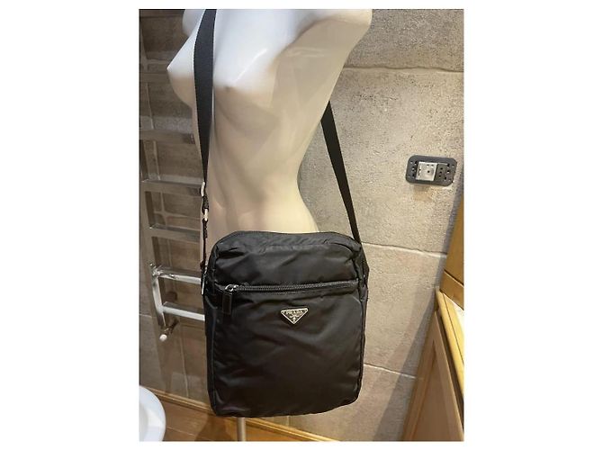 Bolsa mensageiro/crossbody Prada Tessuto preta Preto - vista 14