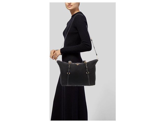 Prada Jacquard Logo Wendetasche Schwarz - Ansicht 14