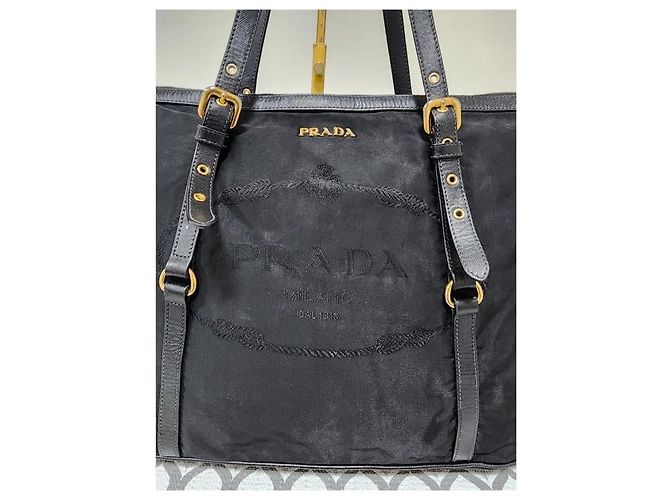 Prada Jacquard Logo Wendetasche Schwarz - Ansicht 8