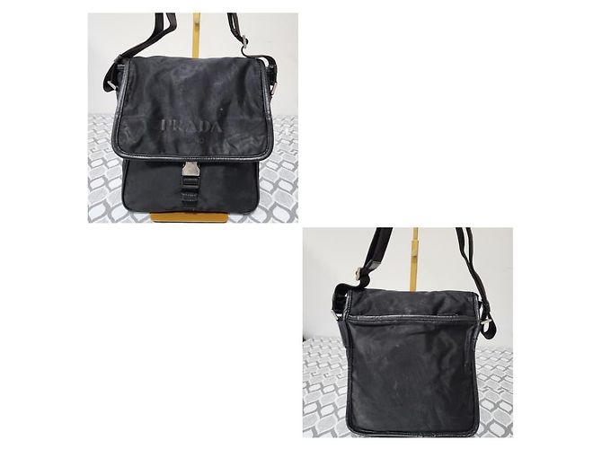 Borsa a tracolla Prada Tessuto con fibbia nera Nero - vista 5