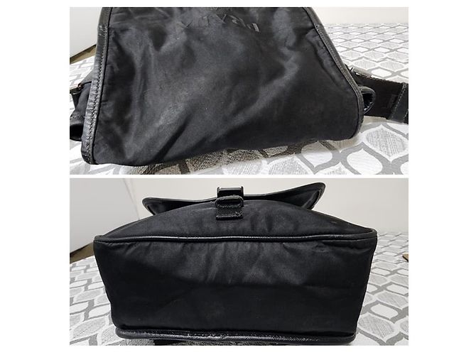 Borsa a tracolla Prada Tessuto con fibbia nera Nero - vista 7
