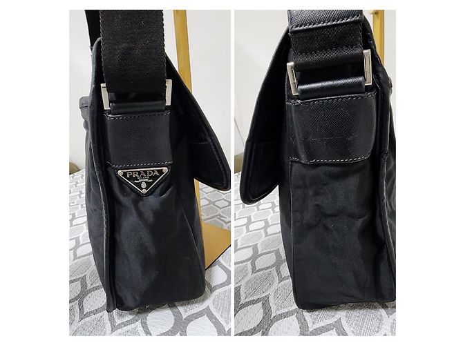 Borsa a tracolla Prada Tessuto con fibbia nera Nero - vista 8