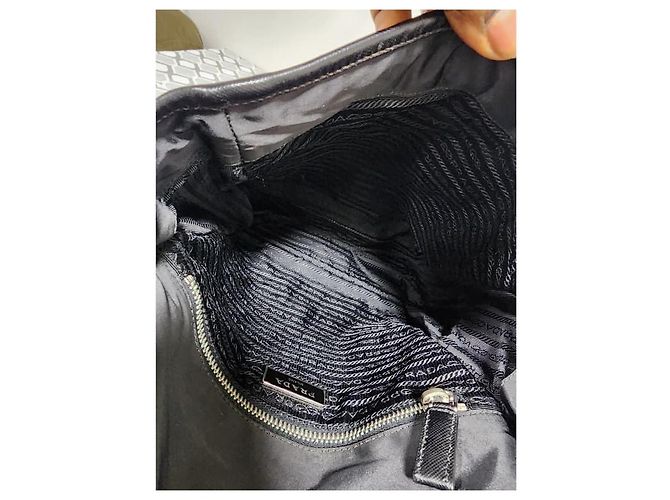 Borsa a tracolla Prada Tessuto con fibbia nera Nero - vista 9