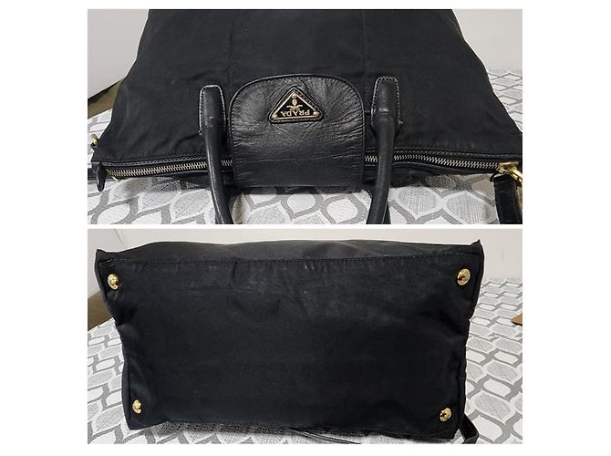 Borsa tote in nylon Tessuto e pelle Saffiano nera PRADA Nero - vista 6