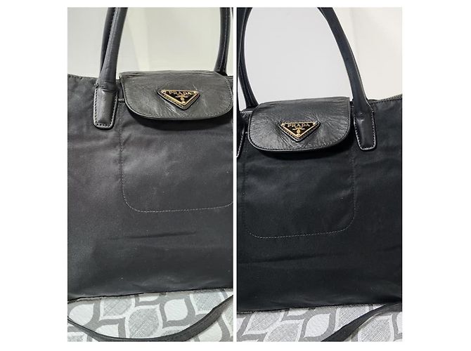 Borsa tote in nylon Tessuto e pelle Saffiano nera PRADA Nero - vista 7