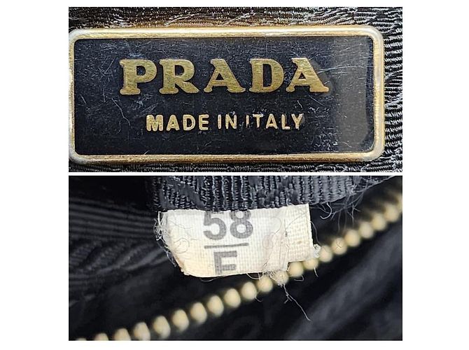 Borsa tote in nylon tessuto con logo grommet PRADA nero/oro D'oro - vista 3