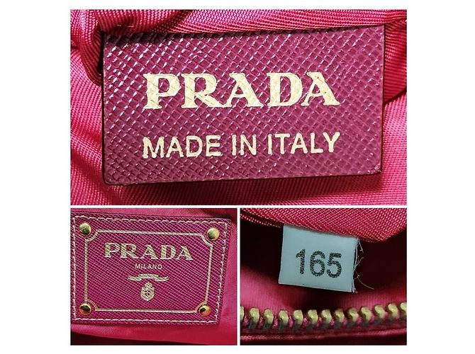 Borsa tote in nylon e pelle Saffiano rosa PRADA - vista 2