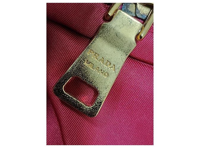 Borsa tote in nylon e pelle Saffiano rosa PRADA - vista 3