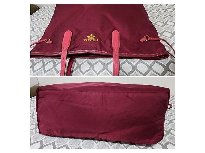 Borsa tote in nylon e pelle Saffiano rosa PRADA - vista 4